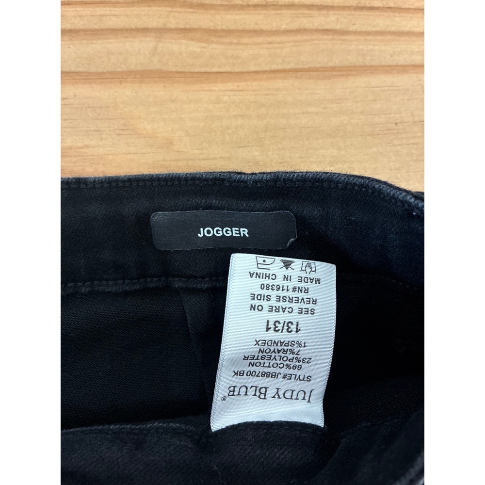 Judy Blue Jogger Jeans Womens 13/31 Stretch Black High Rise Drawstring Denim - Picture 3 of 5